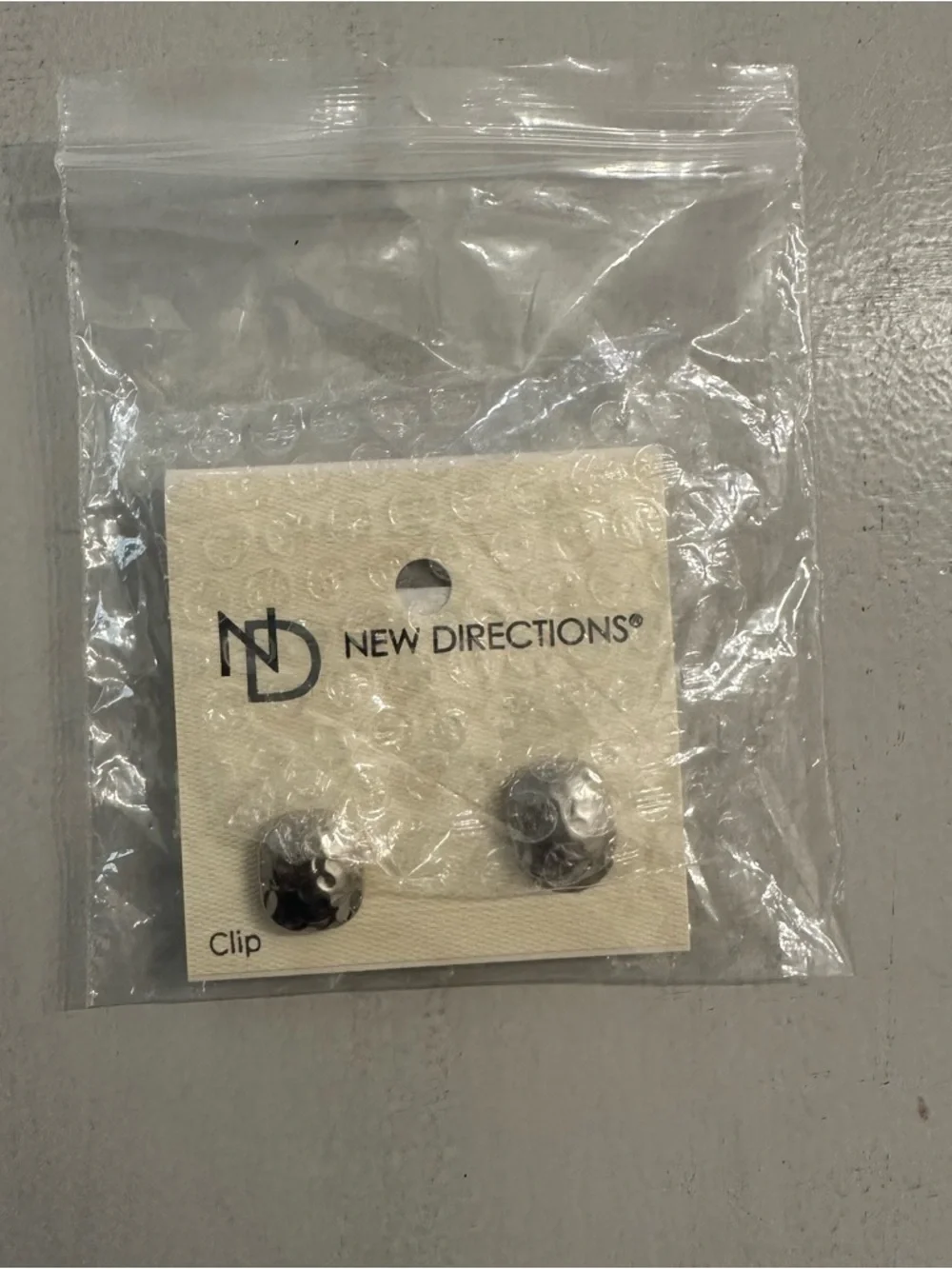 New Directions Women's Silver Textured Clip-On Earrings NWT